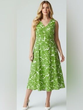 BODEN Floral Midi Dress Size 14 100% Cotton